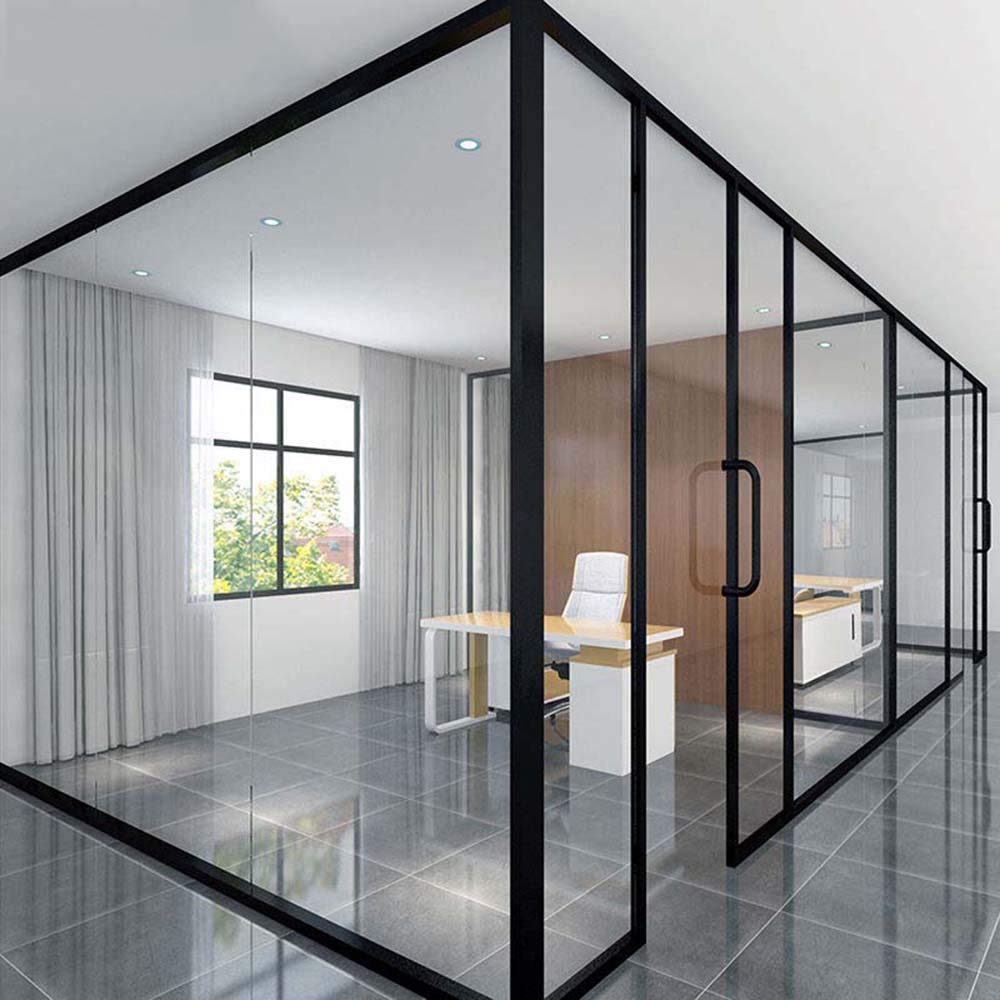 Clear glass office partition SmartFrost